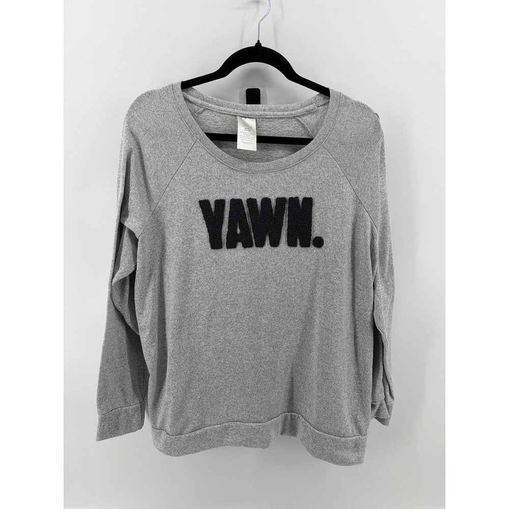 Secret Treasures, Long Sleeve Soft, Sleepwear Top, Gray, "YAWN"‎ Women's Size XL